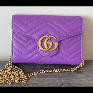 Gucci Marmont Chevron purple leather